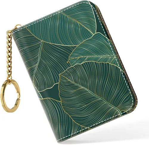 Vista 28 de Nipichsha Tarjetero para Tarjetas de Crédito, Tarjetero Pequeño de RFID para Mujeres, Tarjetero de Cuero Delgado, Modas Hoja de arte abstracto
