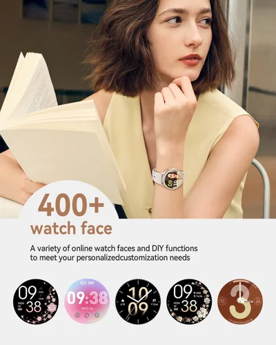 Vista 4 de Relojes inteligentes para mujer (respuestahacer llamadas), monitor de actividad de pantalla AMOLED de 1.27 pulgadas con monitor de frecuencia
