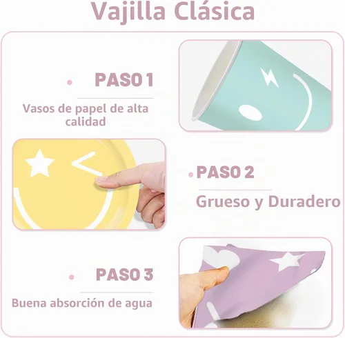 Vista 5 de 199 piezas de decoración de cumpleaños con cara sonriente y juego de platos temáticos y servilletas con temática de pastel sonriente, globo