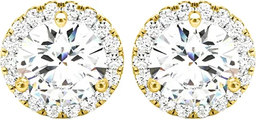 Vista 3 de Houston Diamond District Aretes de halo de diamantes cultivados en Platinado