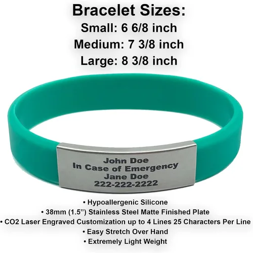 Vista 12 de Pulsera de identificación médica personalizada - Pulsera de seguridad para personas mayores grabada personalizada - Alerta de Alzheimer