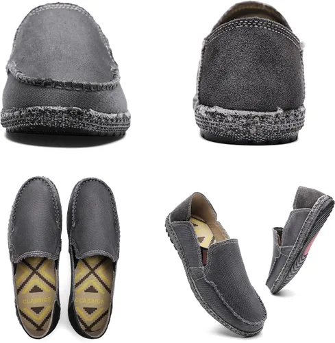 Vista 6 de Zapatos de lona sin cordones, antideslizantes, informales, planos, para exteriores, mocasines casuales para hombre de JAMONWU