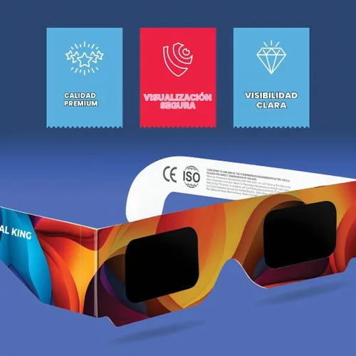 Vista 7 de Medical king Gafas de eclipse solar 2024 con certificación CE e ISO aprobadas 2024 para visión solar directa (paquete de 5)