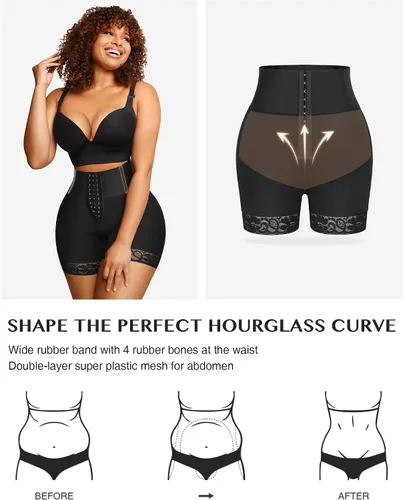 Vista 3 de FeelinGirl Shapewear - Pantalones cortos moldeadores de abdomen con ribete de encaje