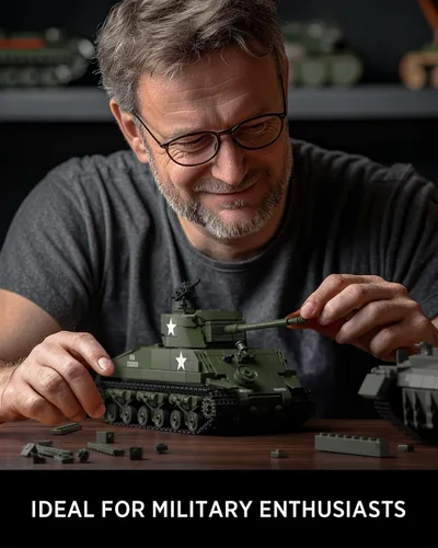 Vista 6 de Nifeliz Sherman - Juego de construcción de tanques militares para adultos, juguete coleccionable de modelo militar de la Segunda Guerra Mundial