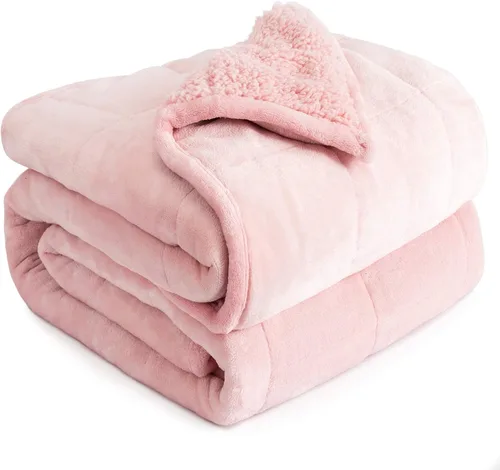 Vista 33 de Cottonblue Manta con peso de jacquard de 15 libras para adultos, tamaño individual, manta de forro polar sherpa ultrasuave para relajarse y dormir