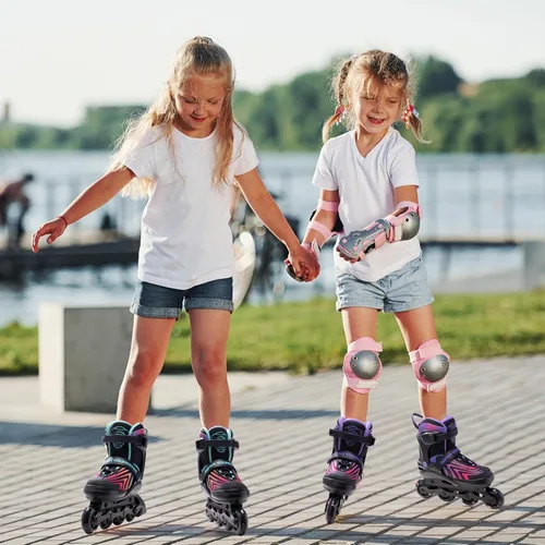 Vista 2 de SUPER YOUNGSTER Patines en línea para niñas, niños y niños de 4 a 12 años, patines ajustables con luces para jóvenes y adolescentes de 8 a 12 años