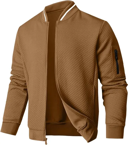 Vista 13 de SAVKOOV Chaqueta ligera de ajuste holgado para hombre, chaqueta bomber casual y elegante