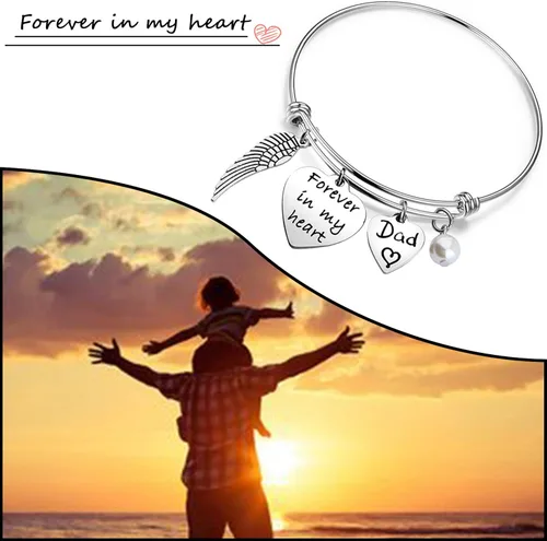 Vista 7 de bobauna Pulsera conmemorativa para siempre en mi corazón, regalo de condolencias para un ser querido