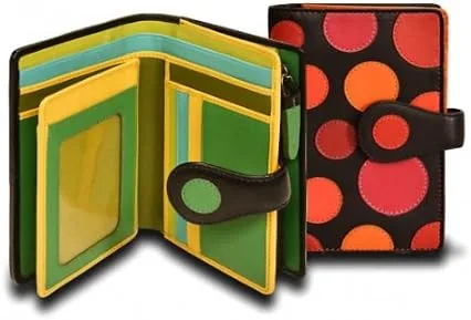 Vista 7 de Visconti P1 Saturn - Cartera grande de piel suave con lunares, Lily Pad, Billetera plegable