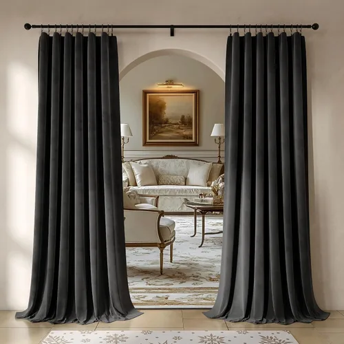 Vista 20 de Beauoop - Cortinas de terciopelo marrón para dormitorio, sala de estar, 52 x 96 pulgadas, 2 paneles Marrón dorado