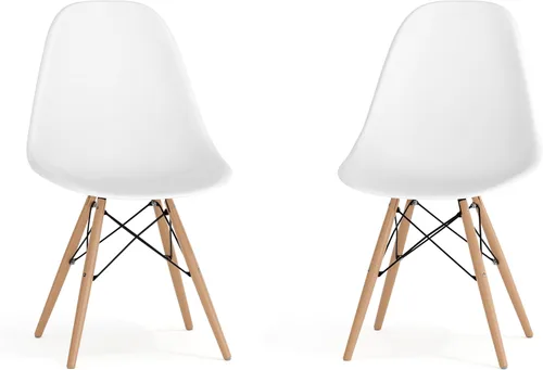 Vista 21 de Flash Furniture - Paquete de 2 sillas Elon Series de plástico negro con patas de madera