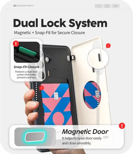 Vista 152 de GOOSPERY Parachoques magnético para puerta compatible con Galaxy S9 Plus, tarjetero tipo billetera con cierre automático por iman, funda protectora