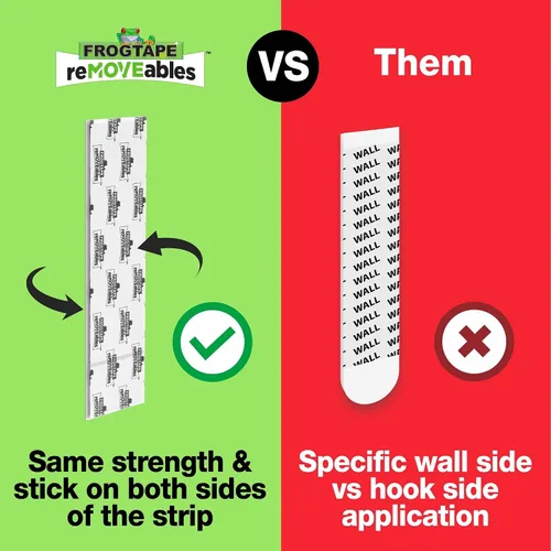 Vista 5 de FrogTape reMOVEables - Mini ganchos adhesivos para colgar, 18 ganchos transparentes y 24 tiras adhesivas, clips de interior sin daños para luces
