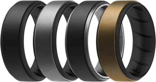 Vista 13 de ROQ Anillo de boda de goma de silicona para hombre, ajuste cómodo, anillo de boda para hombre, duradero, anillo de compromiso de goma transpirable
