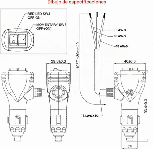 Vista 5 de Interruptor de palanca de encendido/apagado resistente de 12 V BAITHNA