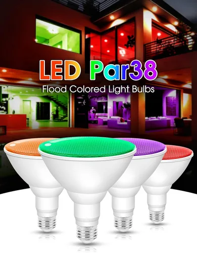 Vista 7 de Fulighture Paquete de 2 bombillas de inundación verdes, PAR38 de 15 W (equivalente a 100 W) E26, bombillas LED verdes de inundación para exteriores