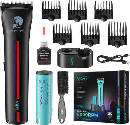 Vista 9 de VGR 160 cortapelos para hombres, 440 min de tiempo de ejecución inalámbrico Verde