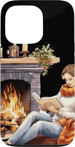 Vista 10 de iPhone 16 Book Reading In Fireplace Reader Bookworm Girls Women Case