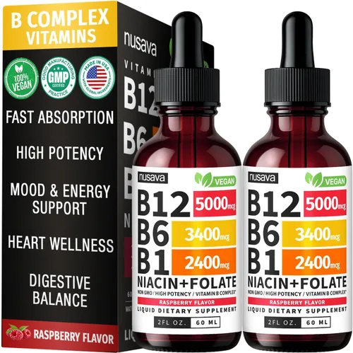 Vista 15 de Paquete de 2 gotas líquidas de vitamina B12 y B6, complejo de vitamina B sublingual B12 - Vitamina B 12 de 5000 mcg - B12 metilcobalamina