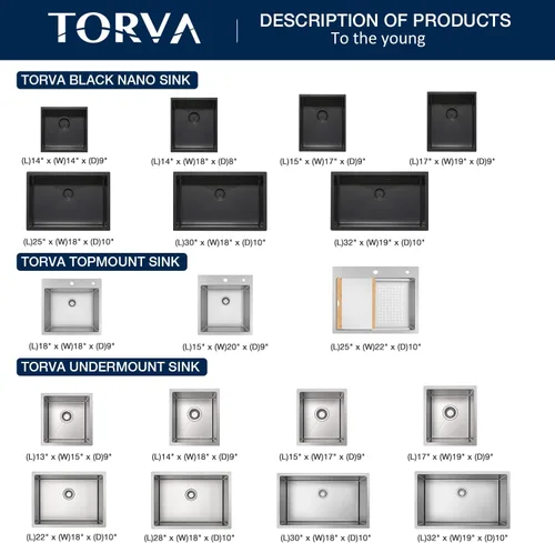 Vista 7 de TORVA Fregadero de Montaje Bajo para Cocina de 13 x 15 Pulgadas, Fregadero de Barra de Acero Inoxidable 304 Premium - Cuenca Profunda de 8 Pulgadas