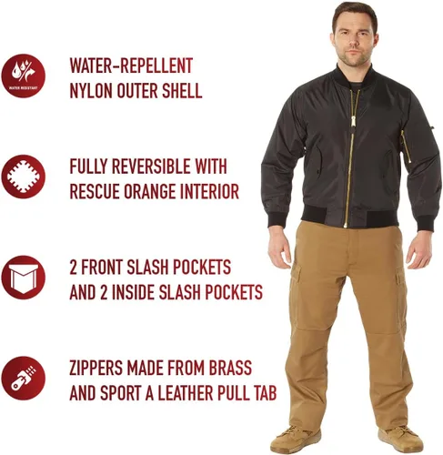 Vista 6 de Rothco Lightweight Enhanced Nylon MA-1 Flight Jacket Bomber Style Spring Fall Coat