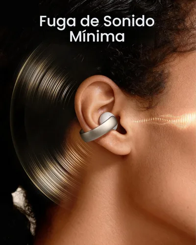 Vista 6 de Soundcore AeroClip de Anker, Auriculares de oído abierto, Auriculares de clip, Comodidad adaptativa, Llamadas claras con 4 micrófonos y AI, Ajuste