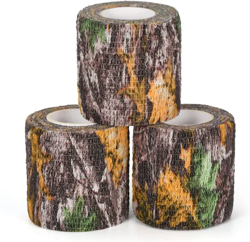 Vista 12 de Cinta envolvente autoadhesiva de camuflaje para protección de 5 cm x 4,5 m. Cinta de camuflaje discreta de tela no tejida. Vendaje elástico