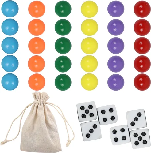 Vista 8 de Wahoo - Canicas de 0.551 in, 30 canicas de 0.55 pulgadas para juego de mesa Wahoo, incluye bolsa de almacenamiento y dados (0.55 pulgadas/0.551 in)