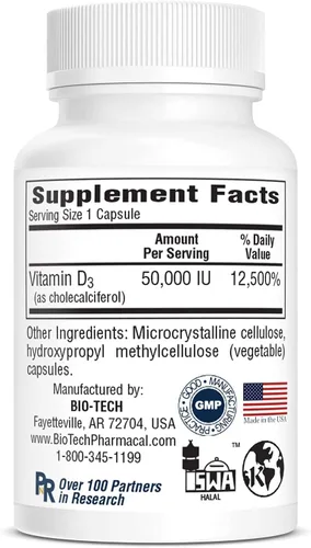 Vista 4 de D3-50 50.000 UI Vitamina D3 (colecalciferol) 100 cápsulas