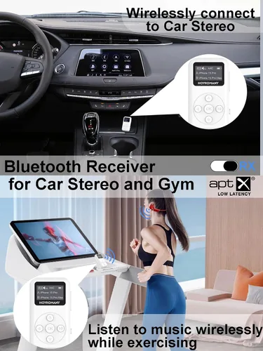 Vista 5 de Receptor transmisor Bluetooth 2 en 1 con pantalla OLED, chip AptX de baja latencia 5.3, adaptador Bluetooth de audio inalámbrico para auriculares