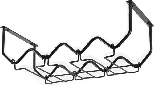 Vista 8 de Wallniture Piccola - Estante para vino y soporte para vasos para debajo del gabinete, organizador de cocina con 4 botellas, color negro
