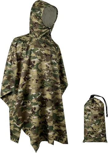 Vista 16 de Poncho de lluvia de camuflaje, abrigo impermeable multiusos