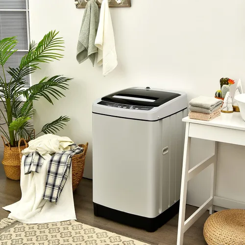 Vista 9 de Giantex Lavadora completamente automática, lavadora portátil 2 en 1 de 1.5 pies cúbicos, capacidad de 11 libras, lavadora e hilandero, combo de 8