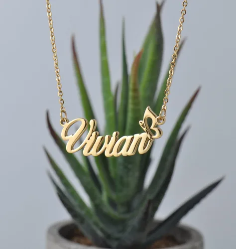 Vista 3 de Aoloshow Name Necklace Personalized Custom Any Name Handwriting Nameplate Jewelry Gift for Womens Girls