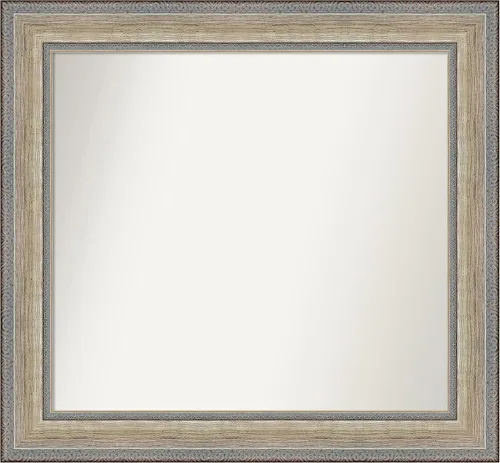 Vista 542 de Amanti Art Espejo de baño plateado para sobre el fregadero, 28 x 37 pulgadas, elegante espejo rectangular de peltre cepillado, marco de madera