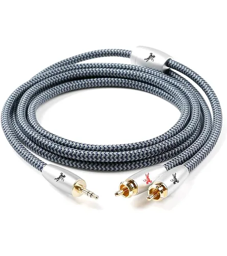 Vista 8 de Cable de audio 2RCA premium, doble macho a macho, 2.5 ft (2.4 pies), chapado en oro de 24 quilates, OFC, para tocadiscos, amplificadores, altavoces