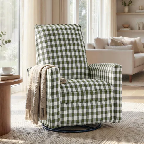 Vista 18 de KISLOT Silla reclinable giratoria, planeador manual para guardería, cuadros Cuadros azules