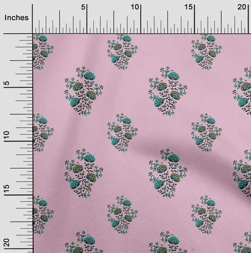 Vista 11 de Tela de poliéster oneOone de micro malla con hojas y estampado de bloques florales por Yardtwoinch de ancho
