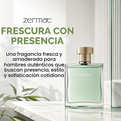 Vista 2 de Player by Zermat EDT Perfum para hombre 3.4oz, Perfume para Caballero Player 3.4 fl oz