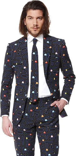 Vista 4 de Opposuits PAC-Man Pixel Arcade Game - Traje de hombre - Slim Fit - Negro - Incluye blazer, pantalones y corbata