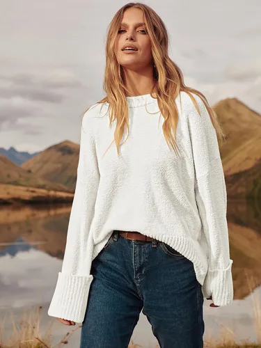 Vista 7 de LOGENE Suéteres suaves de gran tamaño con cuello redondo para mujer, de punto cálido, ropa de moda 2023