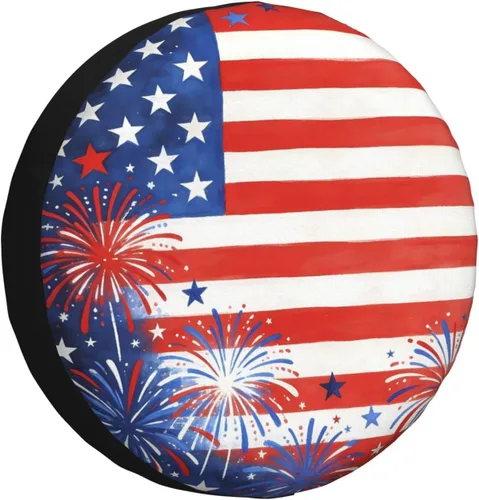 Vista 19 de 250 Anniversary of US Spare Tire Cover Dust-Proof UV Sun Wheel Covers Fit for Trailer, RV, SUV and Many Vehicle 14 inch Wheel