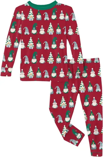 Vista 20 de KicKee Pants Conjunto de pijama de manga larga con estampado de piezas