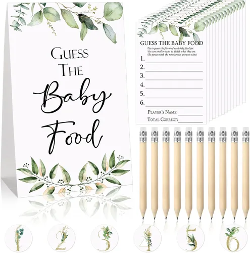 Vista 7 de Jutom Juego de 67 piezas para baby shower, Boho Guess The Baby Food Game