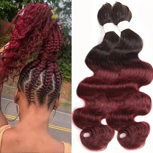 Vista 10 de Cabello humano rizado con reflejos marrones a granel para trenzar microtrenzas, cabello humano a granel, húmedo y ondulado, sin trama, cabello