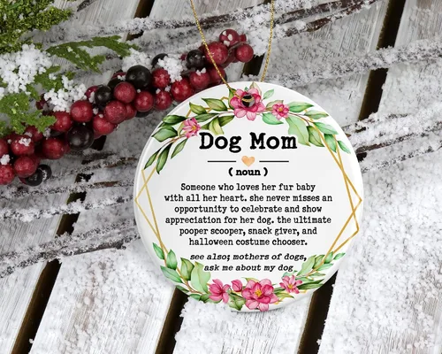 Vista 2 de HTDesigns Adorno de definición para mamá de perro, regalos para amantes de los perros, regalos para madres de perros, regalo de Navidad impreso