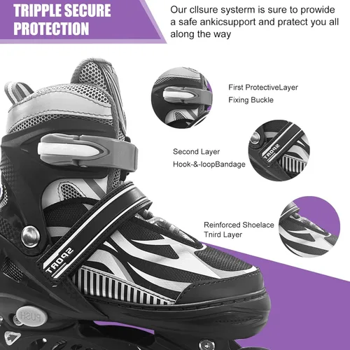 Vista 4 de Patines en línea ajustables para niños y niñas de 4 a 16 años, todas las 8 ruedas de los patines en línea se iluminan, patines en línea para niños