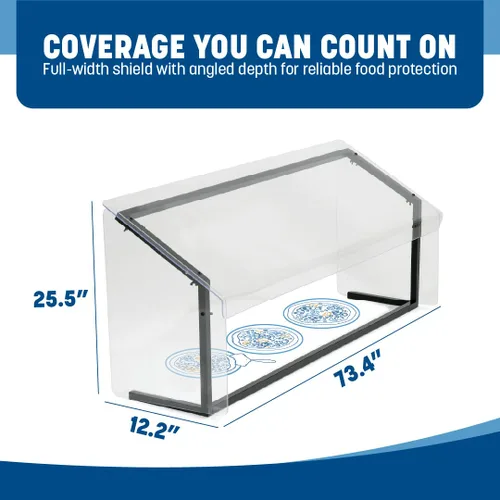 Vista 2 de Carlisle FoodService Products Protector de estornudos para barra de buffet con marco de aluminio para catering, bufés, restaurantes, plástico, 73.37