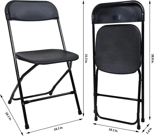 Vista 3 de Elevon - Silla plegable de plástico con capacidad de 500 libras, color negro, paquete de 4